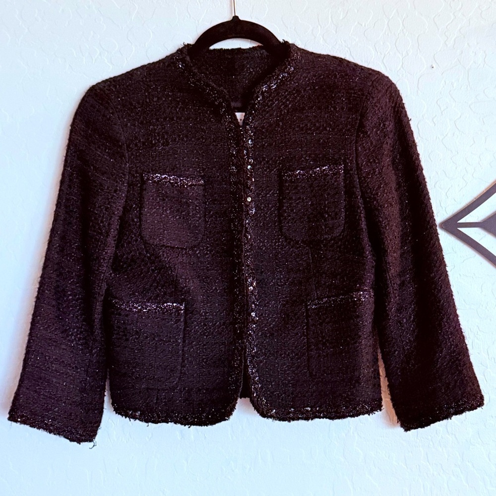 ZARA WOMENS Black Tweed Women's Blazer - Size 4
